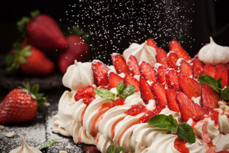 Pavlova Cake With Strawberry And Whipped Cream