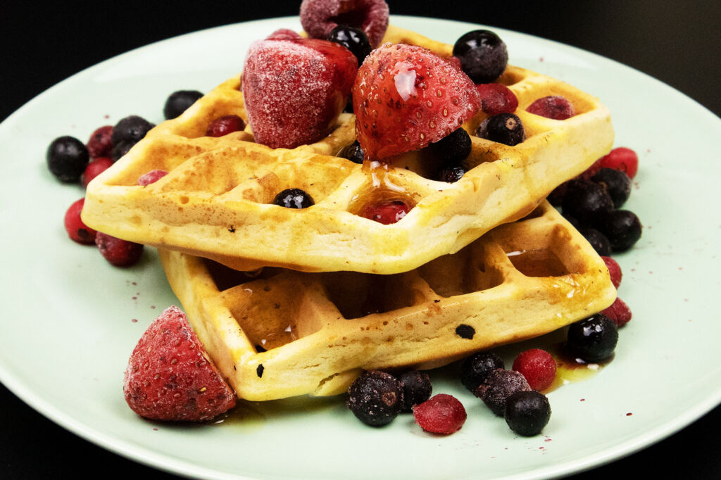 How To Make Waffles With Berries (Video)
