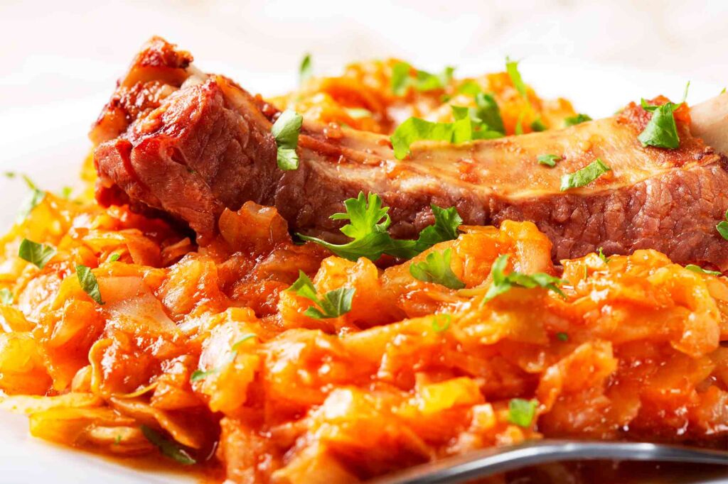 Cabbage Stew With Smoked Pork Ribs