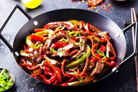Beef & Vegetables Stir Fry in a Pan Recipe