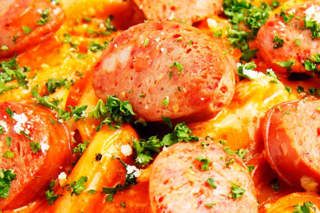 Penne Pasta With Sausage Slices Recipe