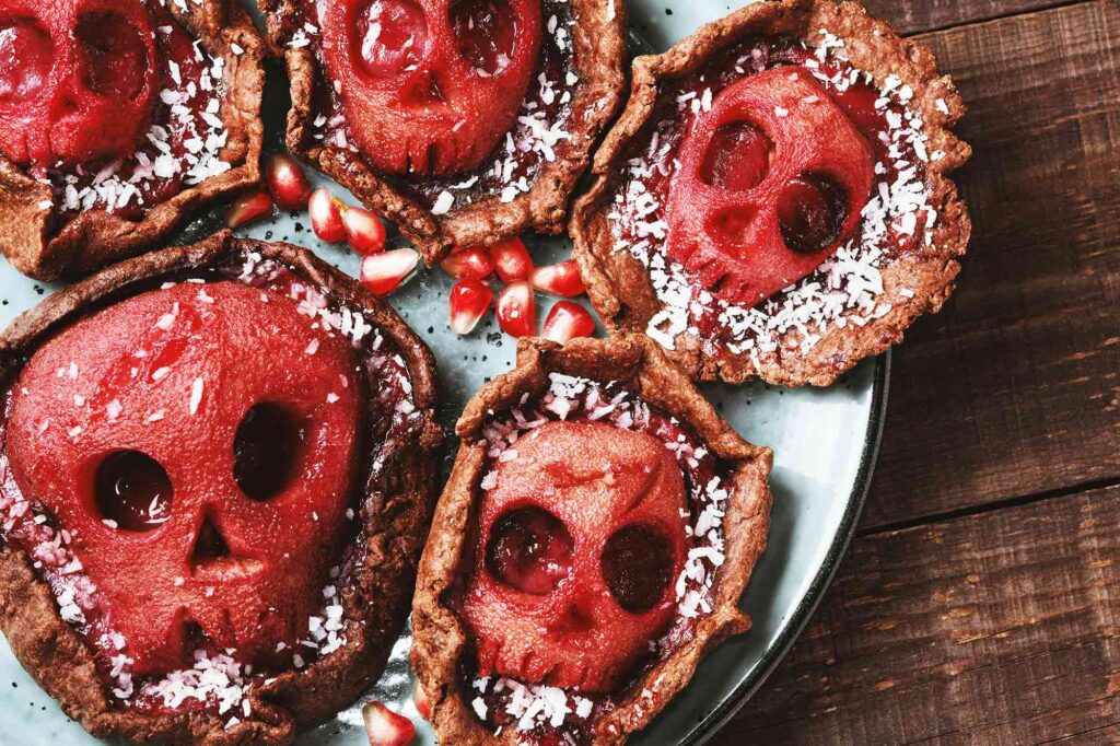 Tartlets With Jam And Scary Skull Pears For Halloween
