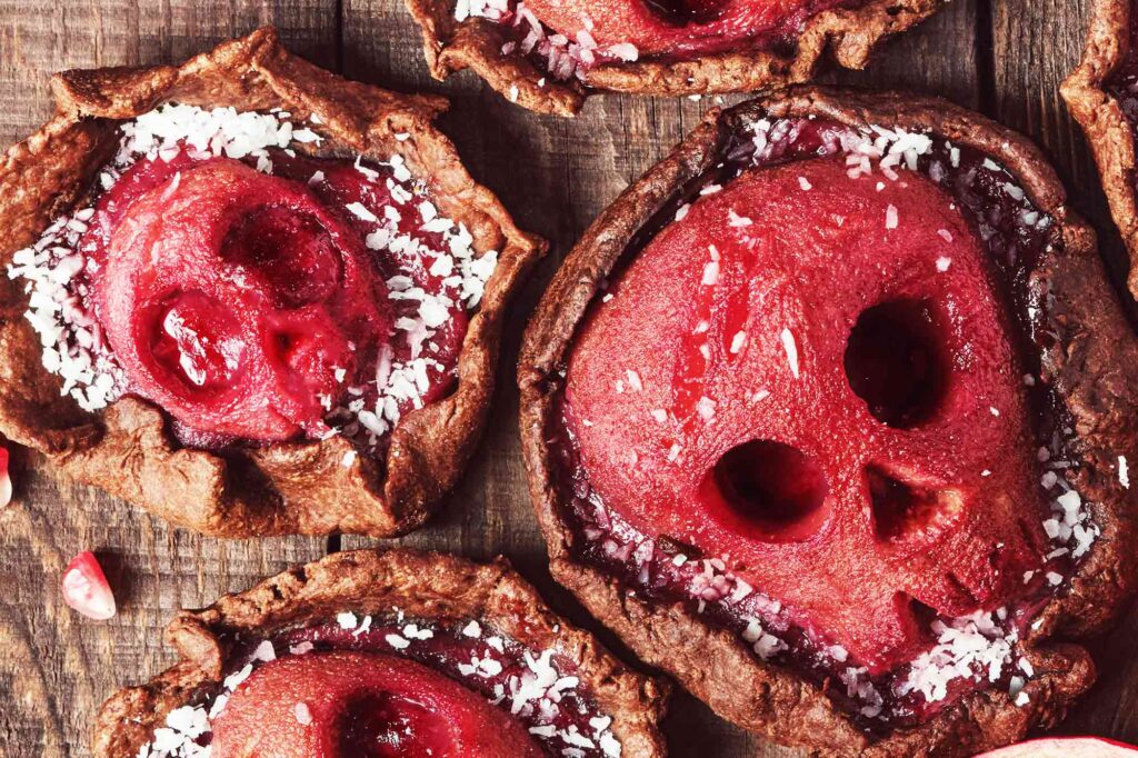 Tartlets With Jam And Scary Skull Pears For Halloween Recipe