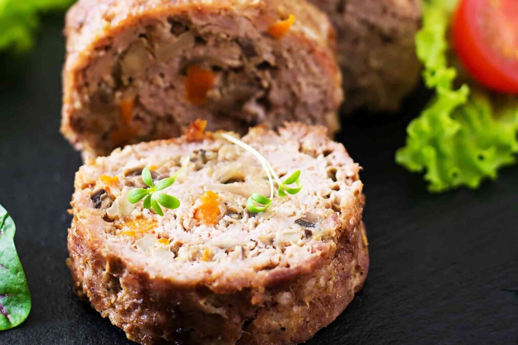 Minced Meat Loaf Roll with Mushrooms and Carrots Recipe