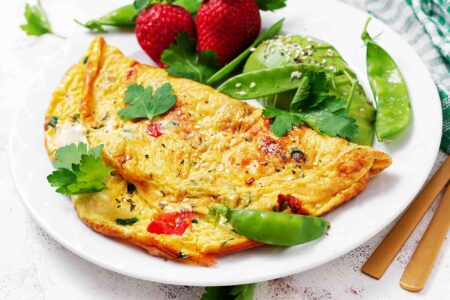 Mediterranean Omelette with Tomatoes and Feta Cheese