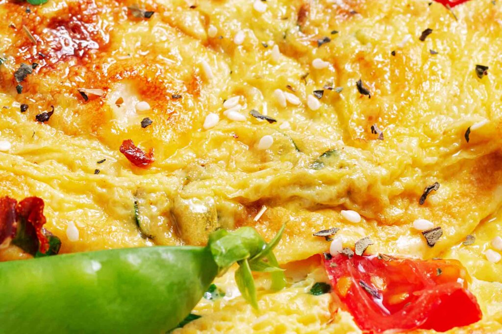 Mediterranean Omelette with Tomatoes and Feta Cheese Recipe