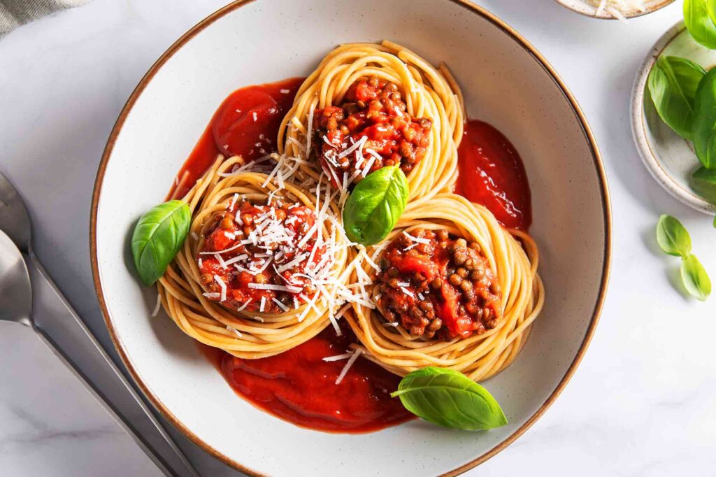 Vegan Lentil Bolognese Spaghetti