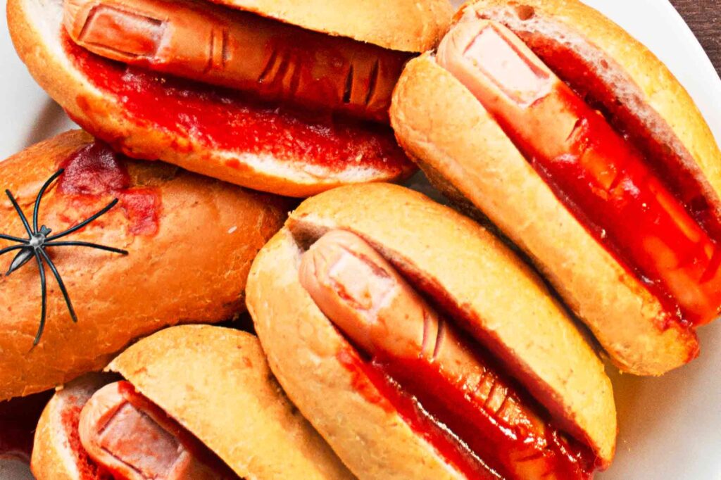 Halloween Hot Dogs With Bloodied Fingers Recipe