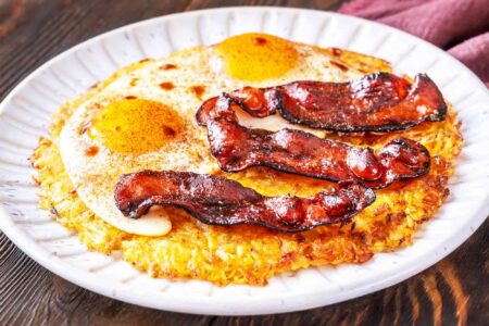 Crispy Hash Brown with Egg and Bacon