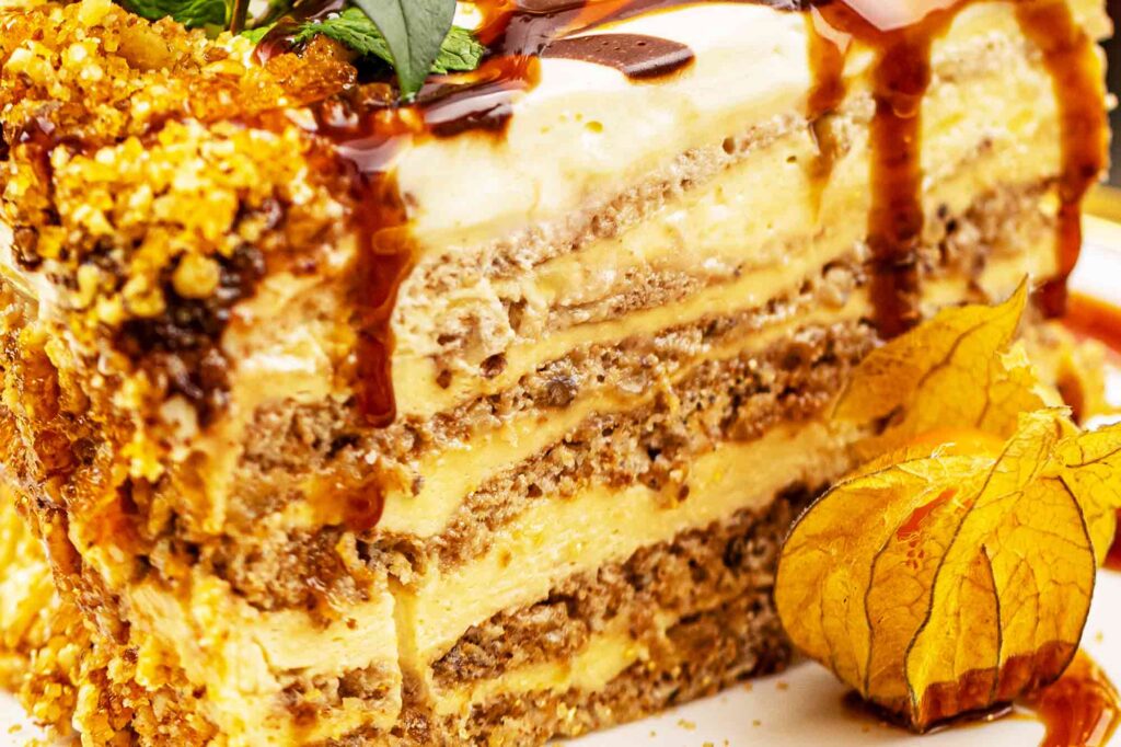 Walnut Cake With Caramel Sauce Recipe