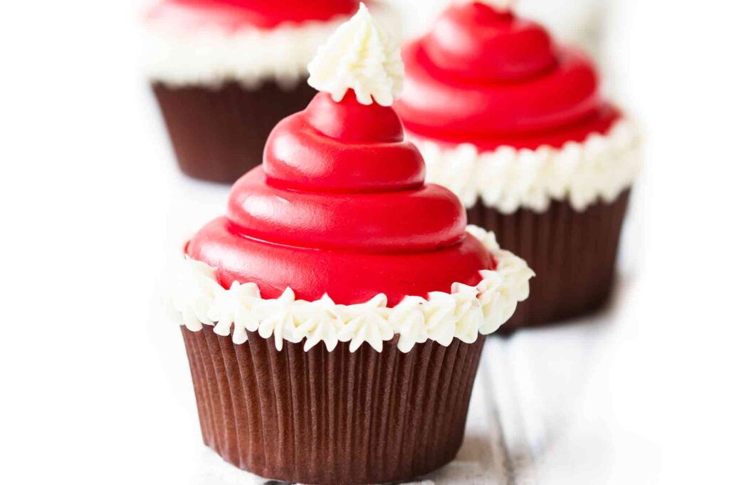 Santa Hat Cupcakes