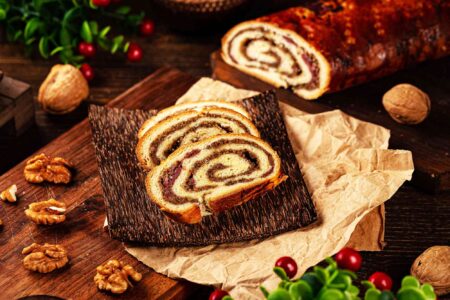 Traditional Hungarian Christmas Walnut Beigli